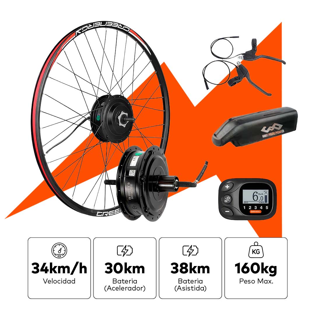 Kit de conversión eléctrica 350w 10.4 ah 36v